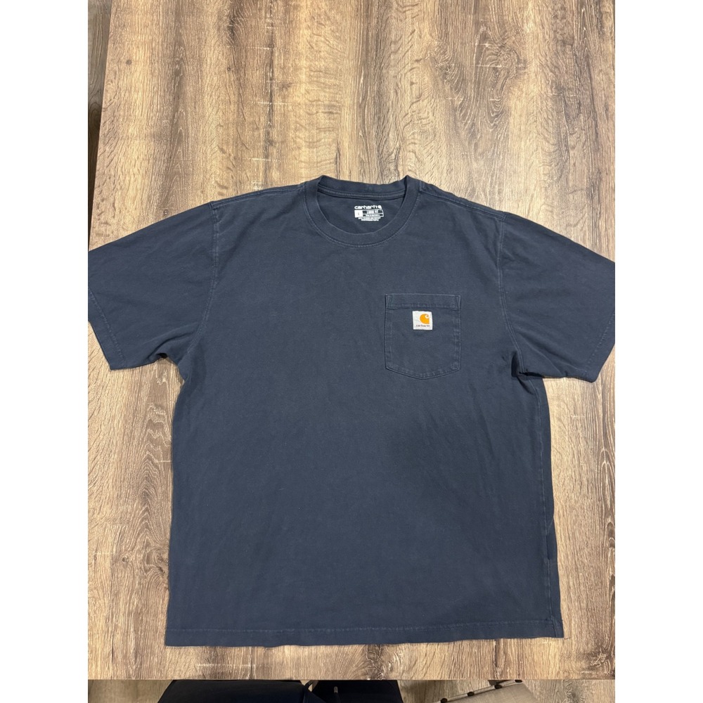 Carhartt Mens K87 Loose Fit Heavyweight Pocket T-Shirt Navy Blue Large L